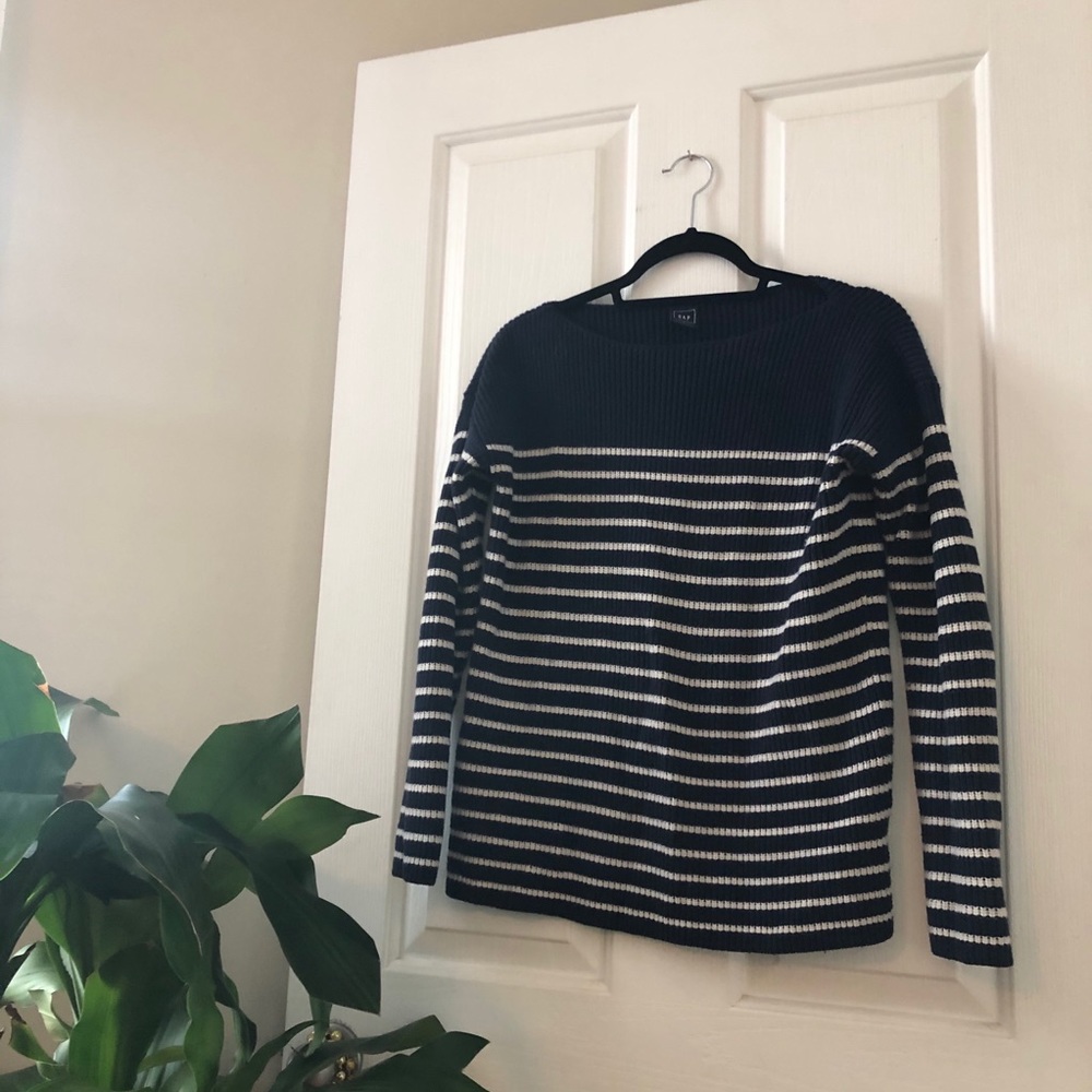 Blue and White Striped Wool Sweater, Gap
